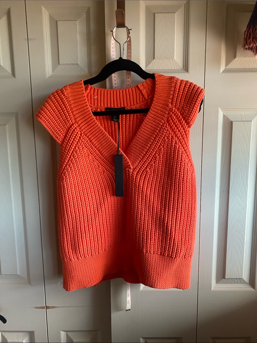 House Of Harlow 1960 NWT Vneck Cap Sleeve Cotton Blend Chunky Knit Sweater